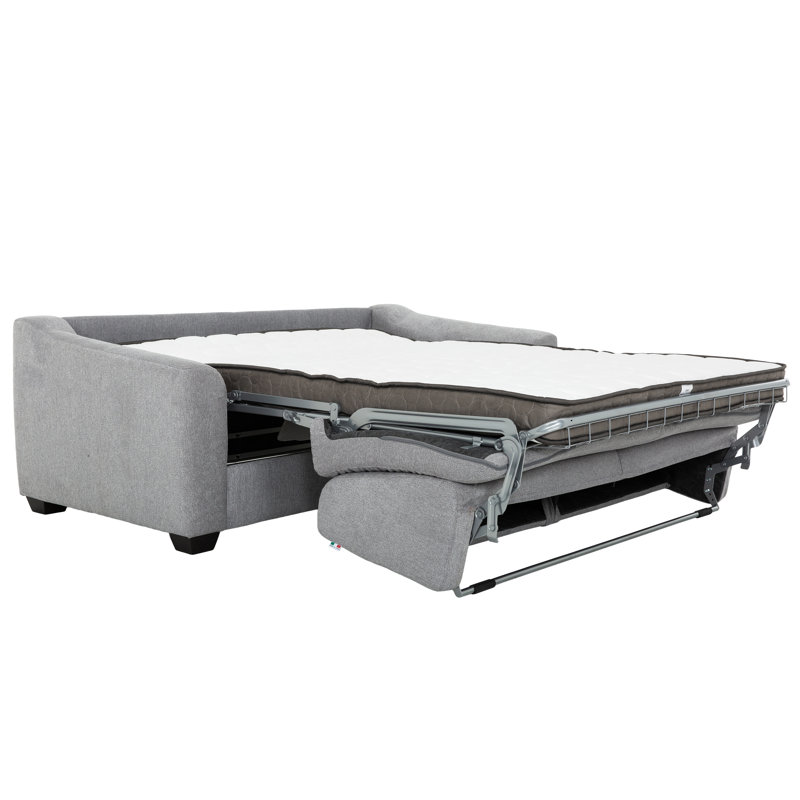 Canapé-lit européen Vara 78 po en tissu avec matelas en mousse mémoire de 8 po - Gris
