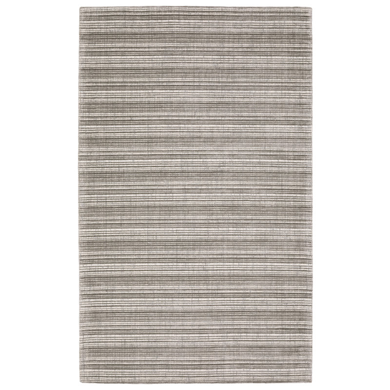 Tapis gris / ivoire à motif de viscose et de laine Solveigh, Tapis de couloir 2 pi 6 po x 8 pi