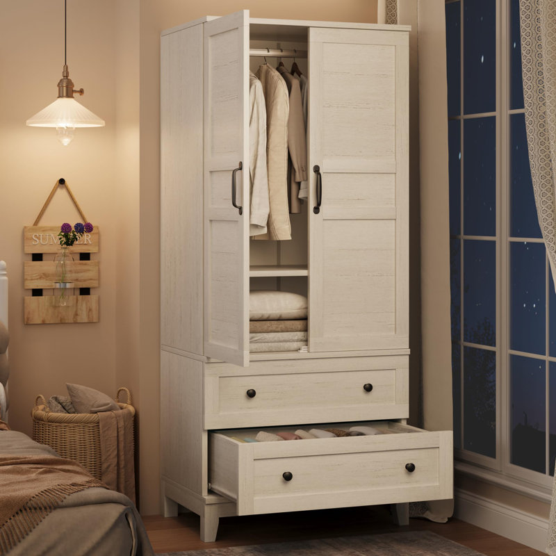 Armoire-penderie 72 po avec 2 tiroirs et 18 tablettes réglables pour la chambre à coucher