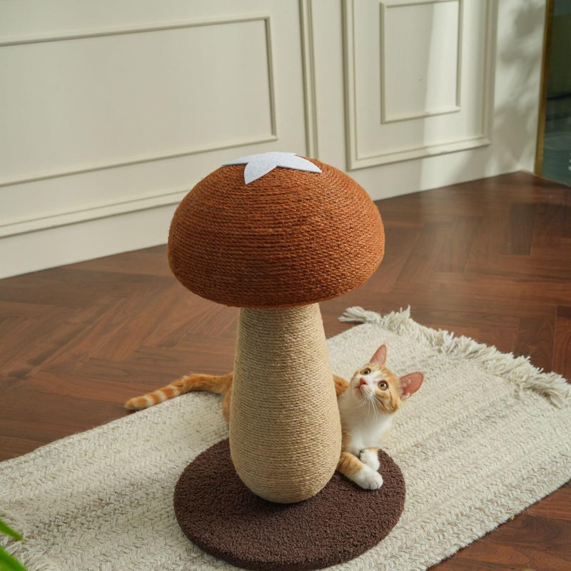 Poteau à griffes Mushroom Cat - Tour à griffer en corde de sisal avec base robuste