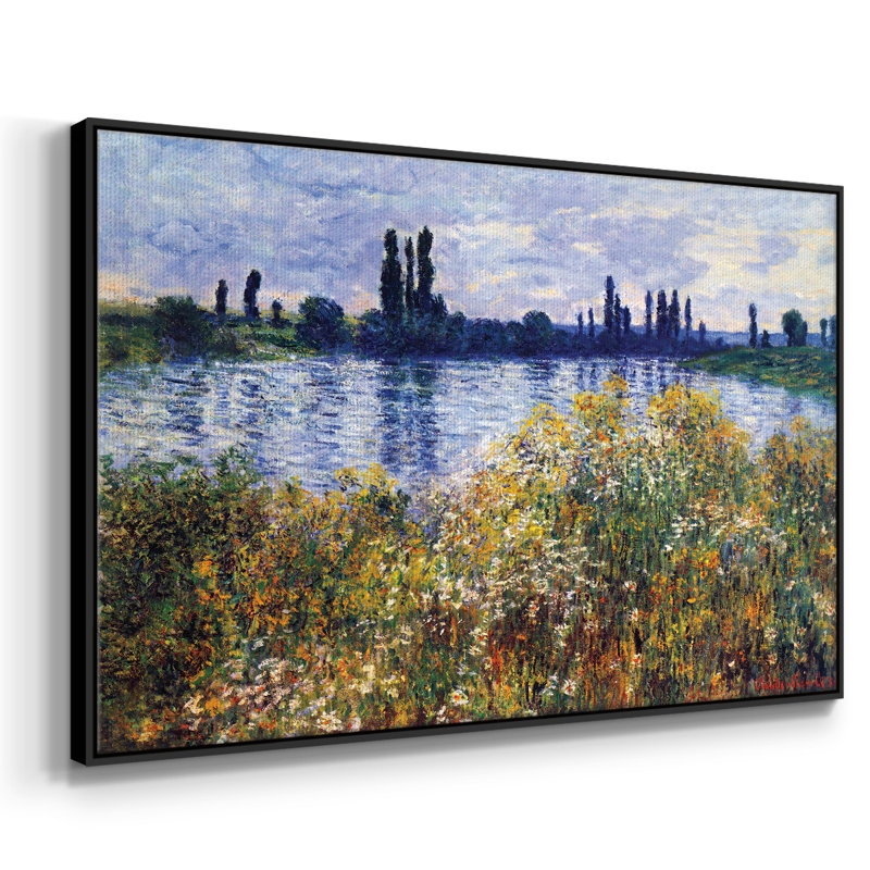 Impression sur toile, "Les quais de la rivière à Vétheuil" par Claude Monet, H 27 po x l 41 po x P 2 po, Noir