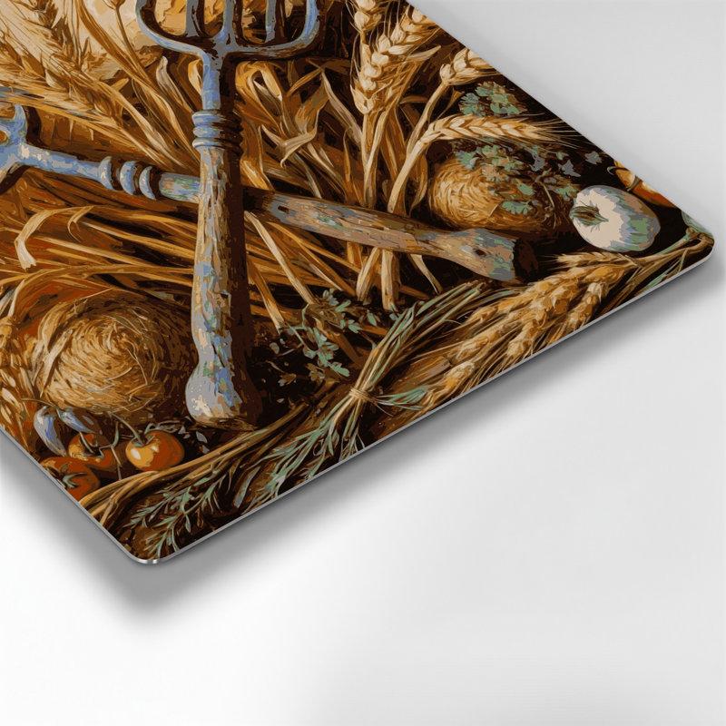 «Farm Farmed Pitchforks», art mural en métal brun, H 16 po x l 16 po