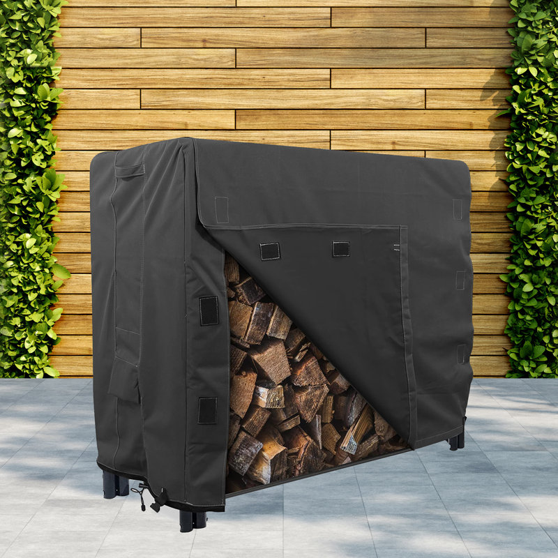 Freeport Park® Hyslop 24'' D Log Rack Cover, Black, 42" H x 48" W x 24" D