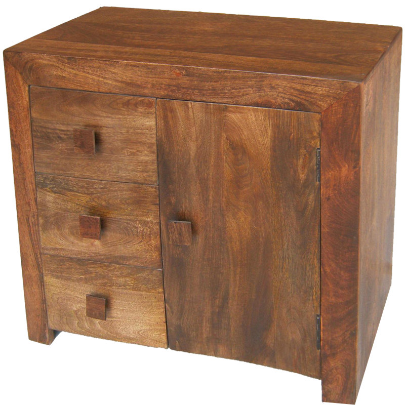 Quinton 85cm Solid Wood Sideboard, Dark brown