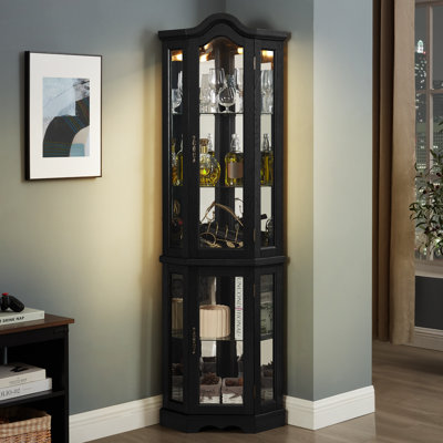 Vitrine de coin noire éclairée