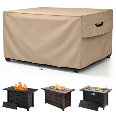 Couvre-foyer d'extérieur robuste et imperméable avec attaches à l'épreuve du vent - L 52 po x l 34 po x H 24 po, kaki