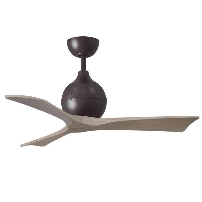 60" Irene Paddle 3 Blade Ceiling Fan, Textured Bronze, 42", Gray Ash Tone