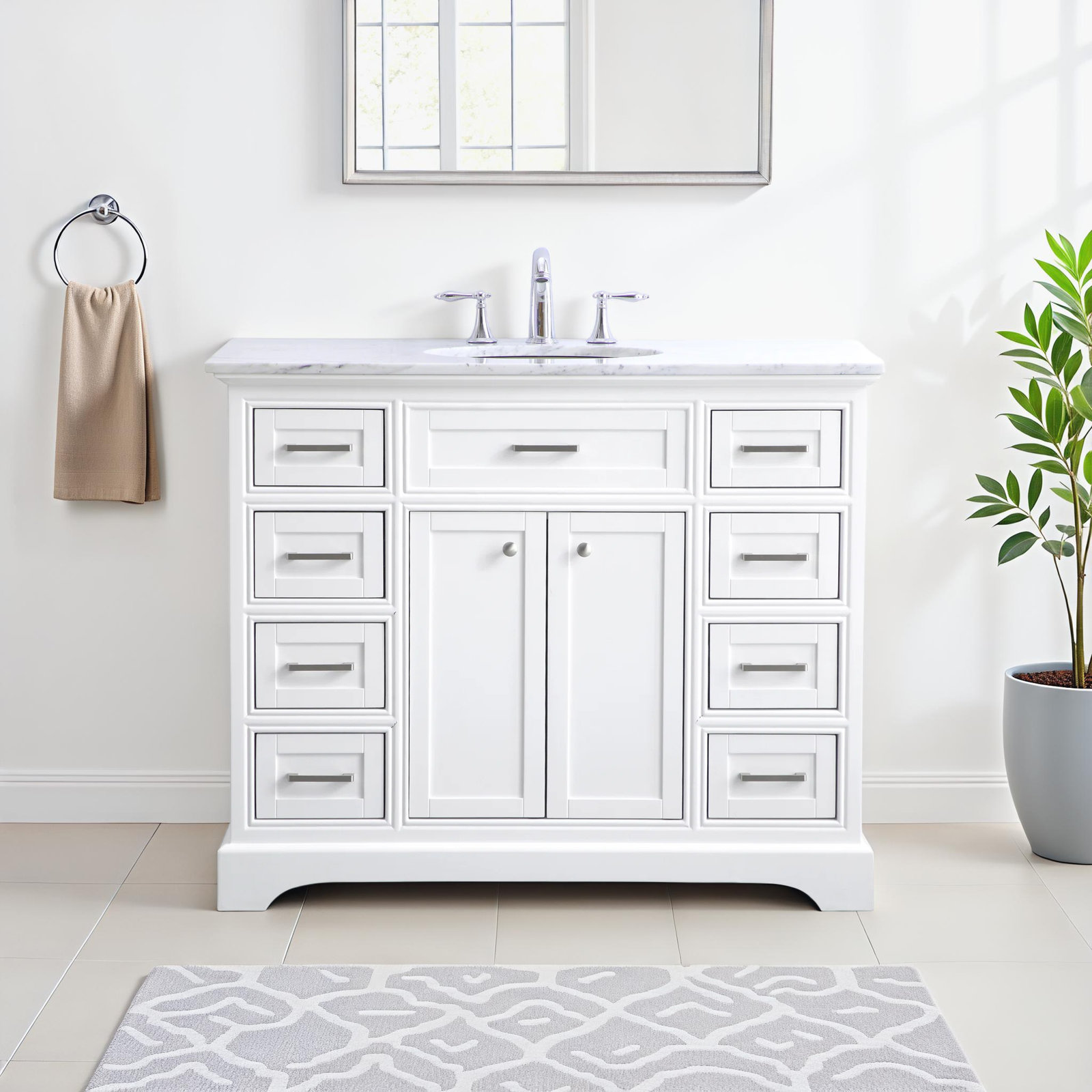 Hermes 42" Single Bathroom Vanity Set, White