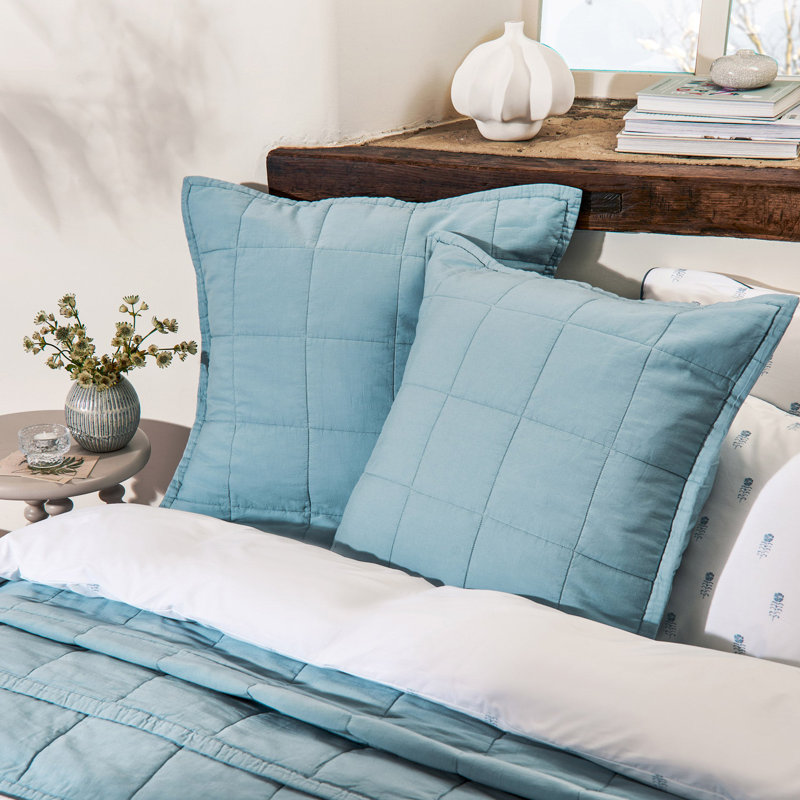 Laundered Cotton Cotton Pillow Sham, Chalk Blue