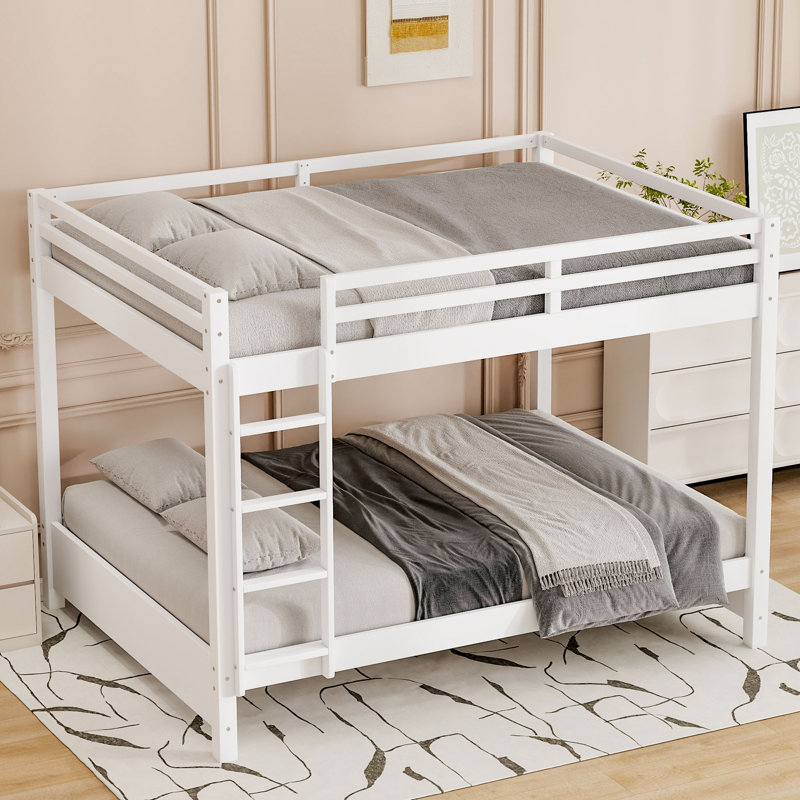 Grand lit superposé en bois avec échelle Wood, blanc, Blanc