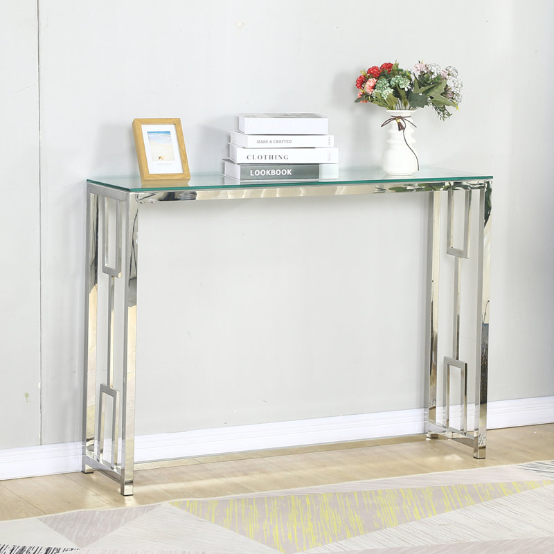 Downend 41'' Glass Top Console Table