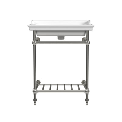 Lavabo de salle de bain rectangulaire en argile réfractaire blanc brillant avec trop-plein