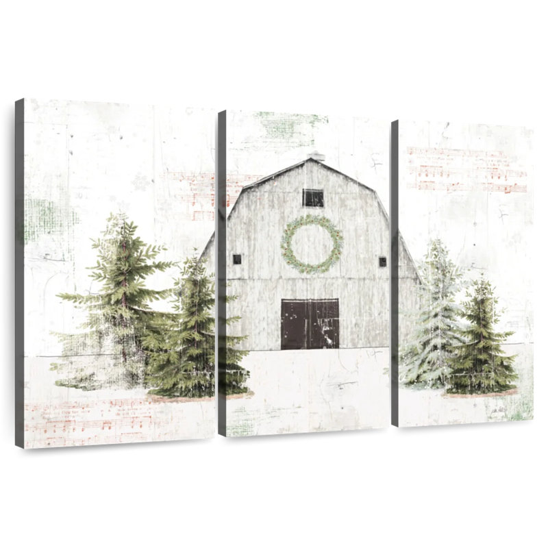 Lilie Wooded Holiday Barn, H 32 po x l 50 po