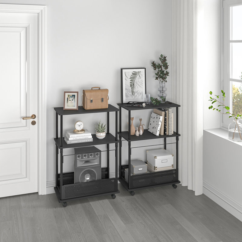 26.4'' W Cart Mobile Printer Stand with Shelves