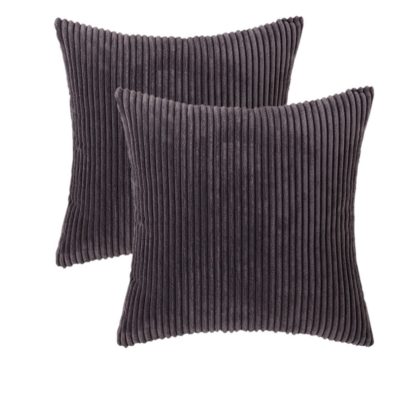 Coussin en velours côtelé Corduroy, Gris foncé