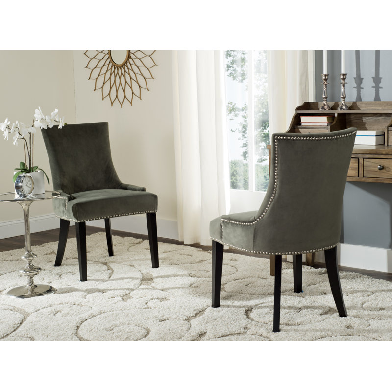 Gallager 19.5'' H Upholstered Parsons Chair, Graphite Velvet, 2