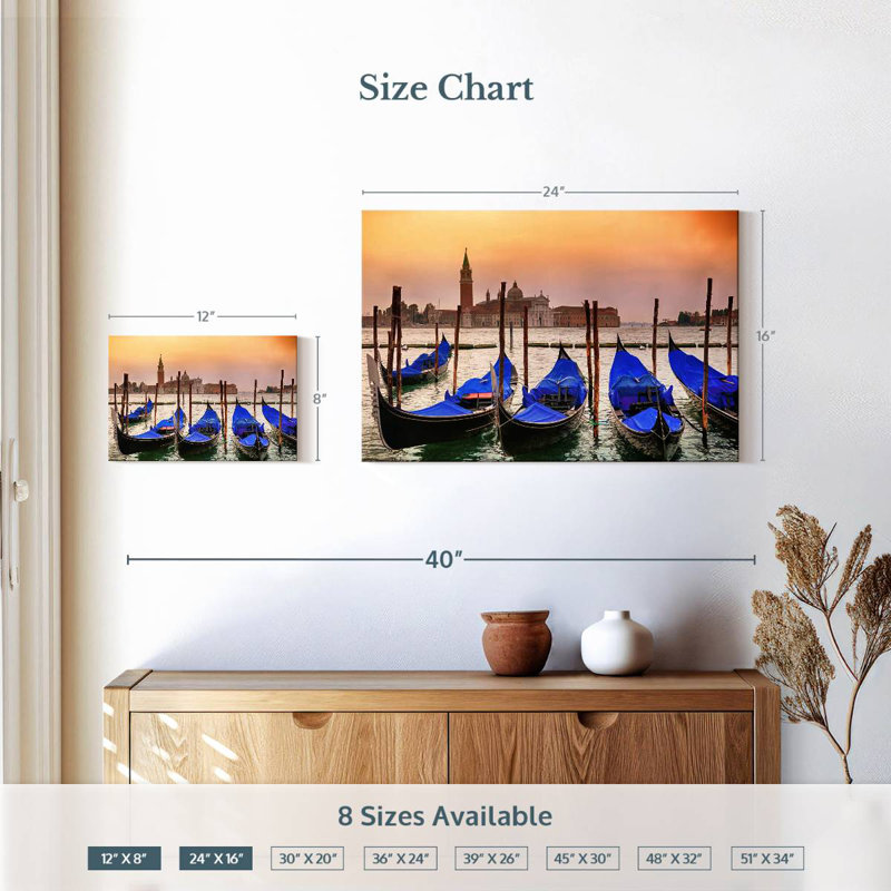 Mehar Venice Gondolas Sunset, 16" H x 24" W