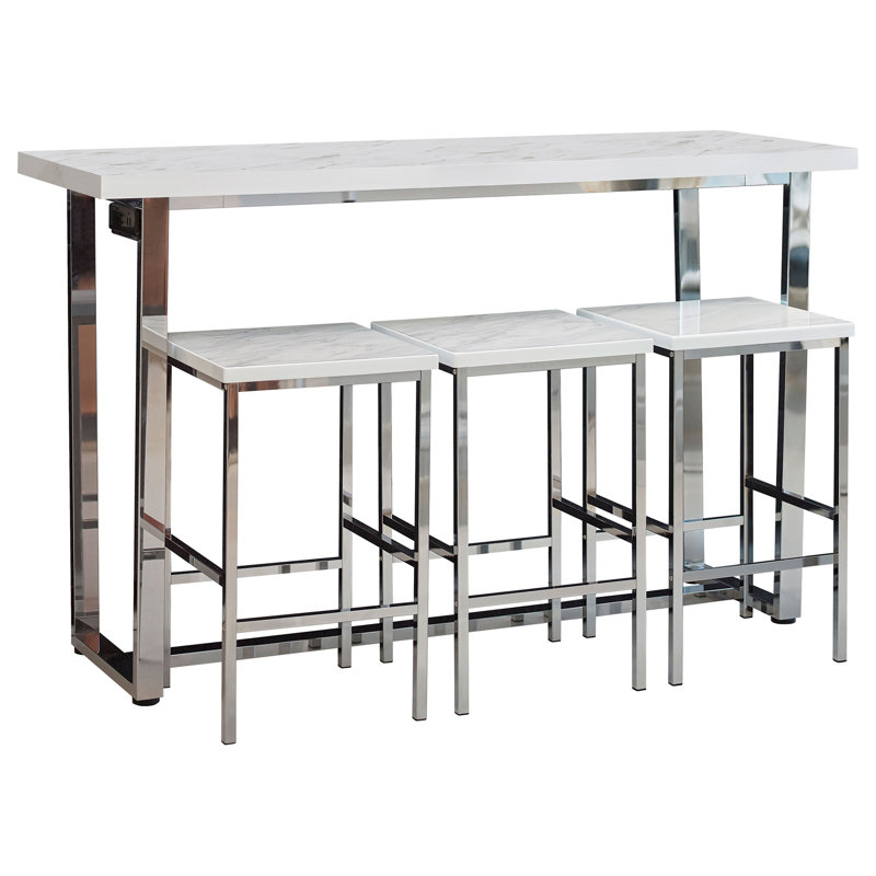 White Marble 4-Piece Dining Set