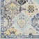 Tapis oriental bleu, jaune et gris tissé au métier mécanique Hillsby
