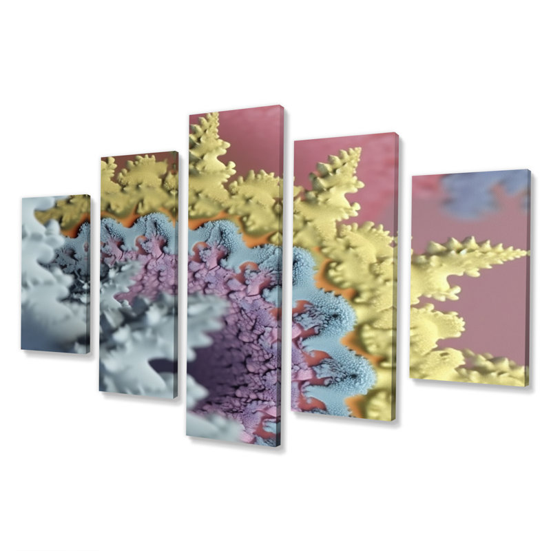  «Fractal Pastel Universe I - Fractals, reproduction d'art sur toile - 5 panneaux