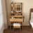 Vanity Table With Led-Illuminated Mirror, With Power Outlet, Hairdryer Holder & Stool – Compact Dressing Desk For Small Bedrooms