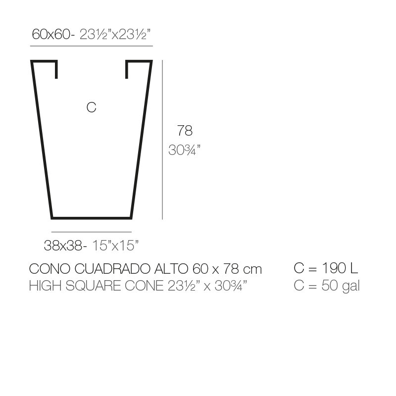 Cono Resin Pot Planter, Anthracite, 30.75" H x 23.5" W x 23.5" D