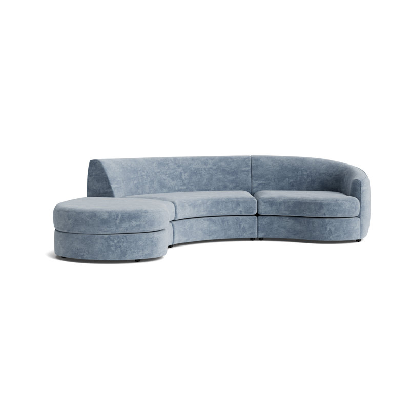 Giselle 3-Piece Right Arm Sectional, Vintage Chenille - Smoky Blue