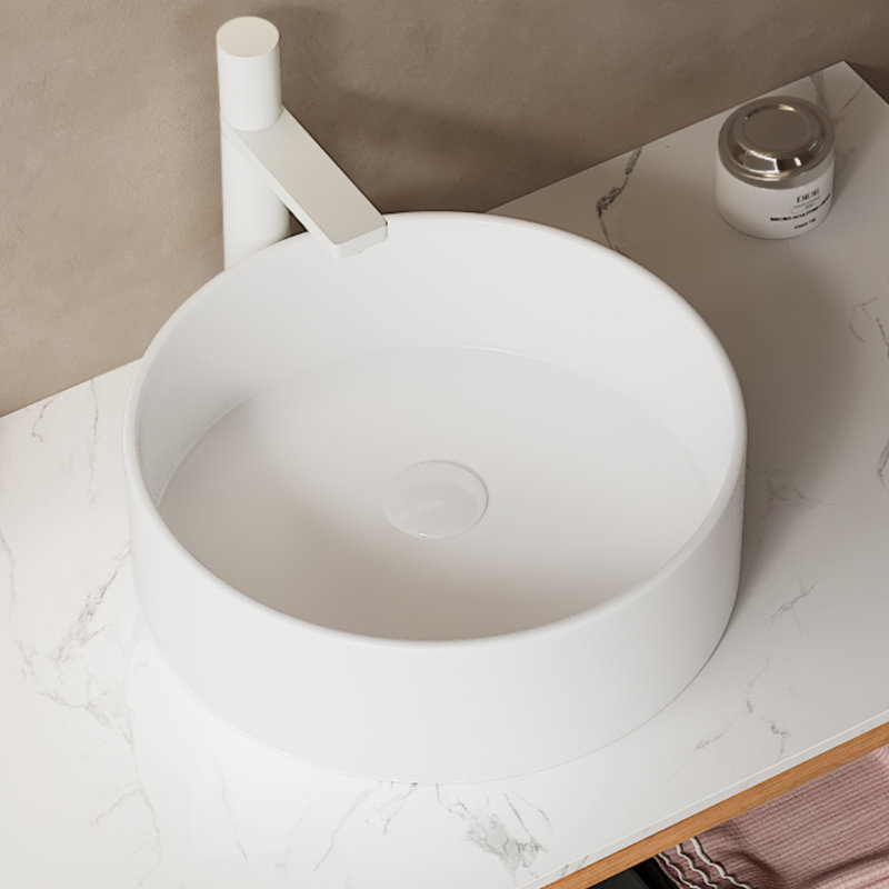 14'' Ceramic Bathroom Cabinet Basin - White, & Functional Round Sink Made