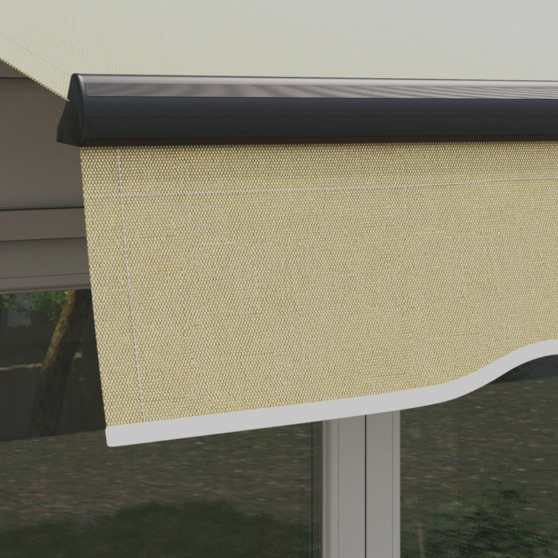 Outsunny 156'' W x 59'' D Polyester Cover Retractable Patio Awning, Beige