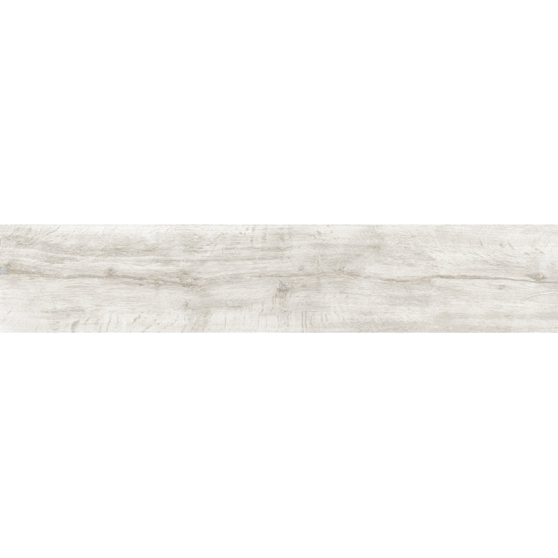 Wild 9" x 48" Porcelain Wood Look Wall & Floor Tile, White/Gray
