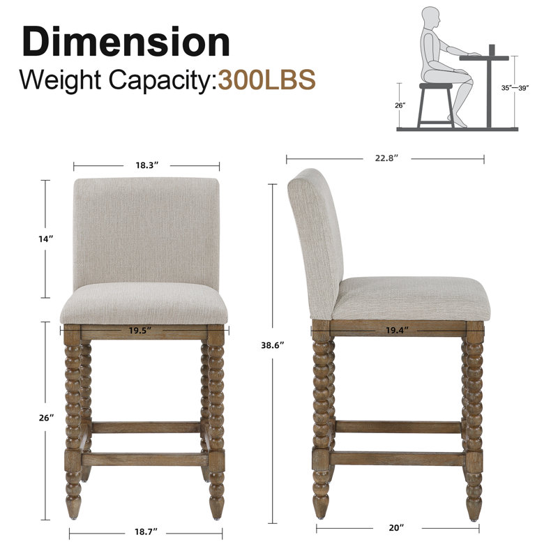 Tabouret de comptoir Carollyn, Brun / chenille-crème