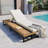 Outdoor Chaise Lounge Chair with 5-Position Adjustable Backrest, Reclining with Cushion, Patio Lounger with Wood Side Table, Sturdy Frame for Poolside, Garden, and Backyard-2121523080
