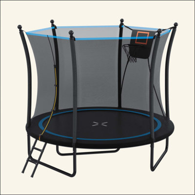 Trampoline 8 pi avec filet d'enclos et échelle, trampoline d'extérieur pour enfants et tout-petits, trampoline récréatif dans la cour arrière
