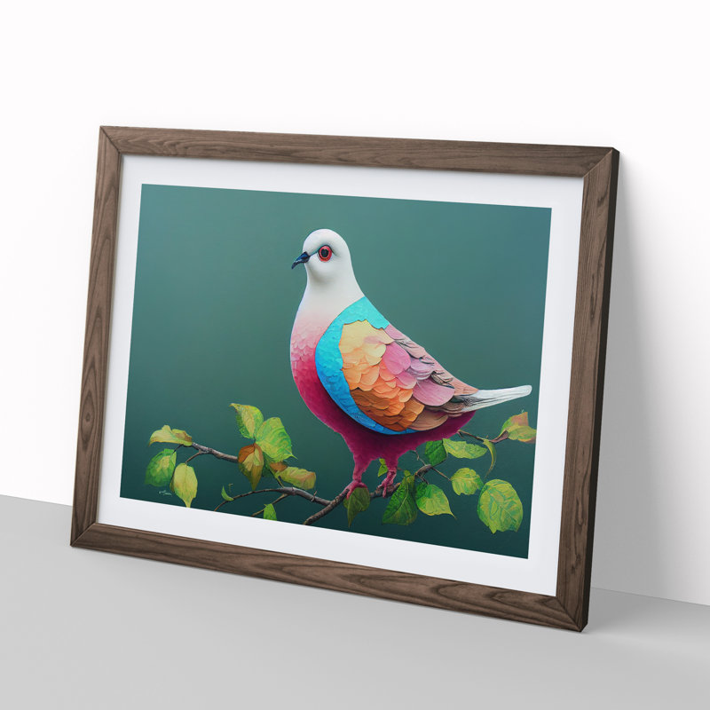 Cosmopolitan Dove Bird - Framed Print, 46cm H x 64cm W x 2cm D, Walnut Framed