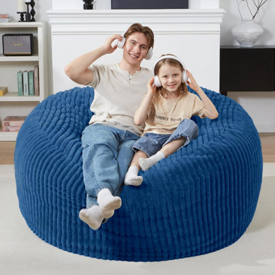 Fauteuil à billes de 4 pi, grand fauteuil à billes de 4 pi, fauteuils à billes larges pour adultes avec rembourrage en mousse à mémoire de forme, fauteuils à billes confortables