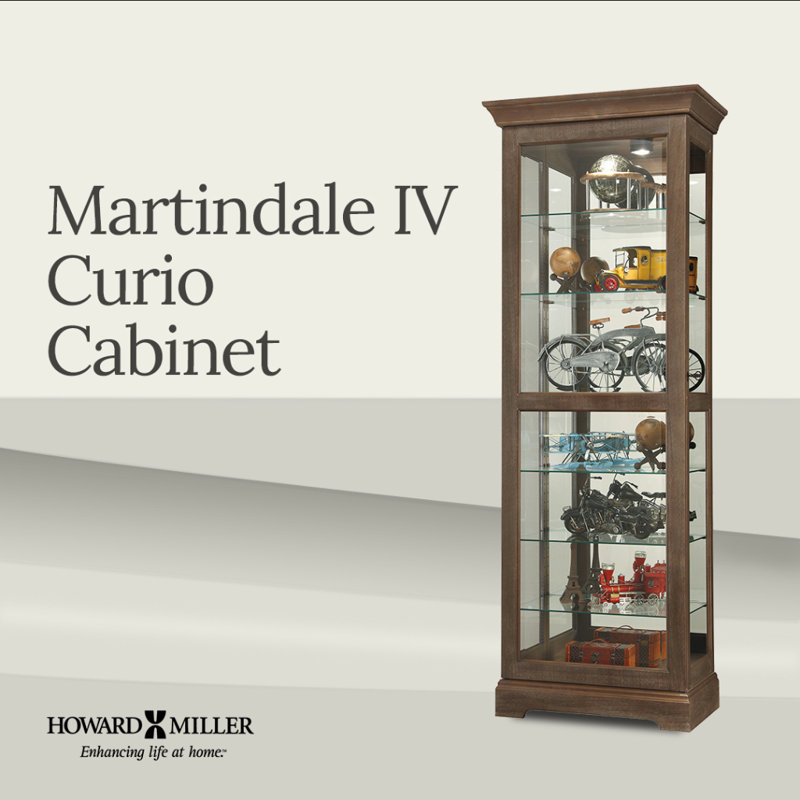 Martindale Solid Wood Lighted Curio Cabinet, Brown