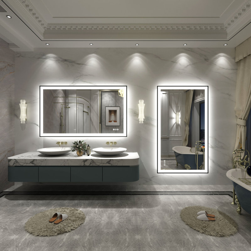 Aevar UL Certified Front & Back LED Anti-Fog Tempered Glass Framed Bathroom/Vanity Mirror with 3-Year Warranty, 51" x 30"