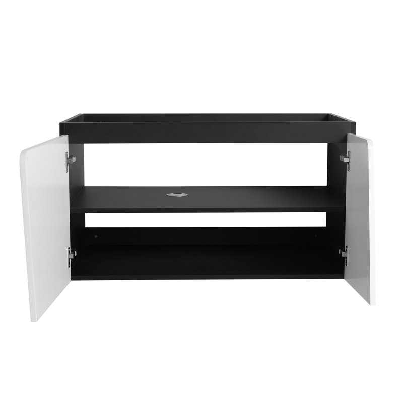 Modern Style Floating Wall-Mounted Bathroom Cabinet With Shelf And Soft-Close Door