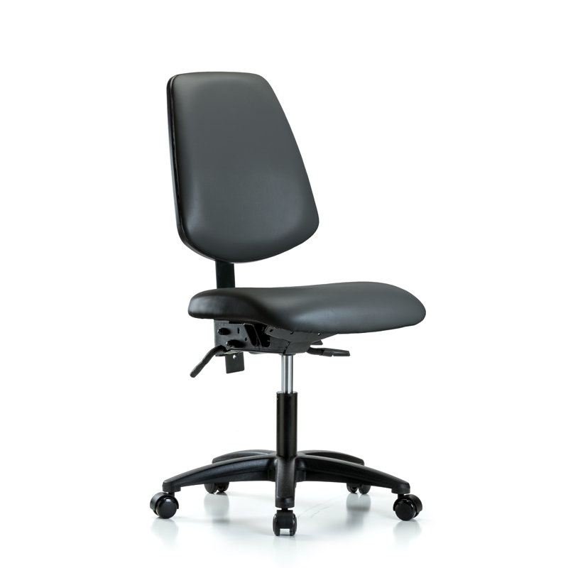 Chaise de travail en vinyle, Carbone, Inclinaison comprise, Roulettes