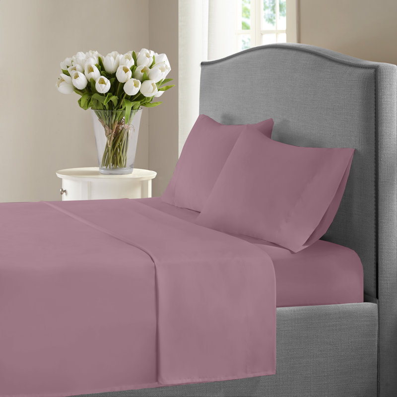 Egyptian Cotton Sateen Sheet Set, Purple, Twin Sheet Set + Fitted Sheet + 1 Pillowcase