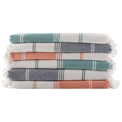 Lavish Home 6 Pack Turkish Beach Towel Set - 39”x71” Oversized Beach Towels Bulk Lightweight Blankets Set - Quick Dry Sand Free Pool Accessories for Bathroom, Pool, Travel, or Picnic (Multicolor)