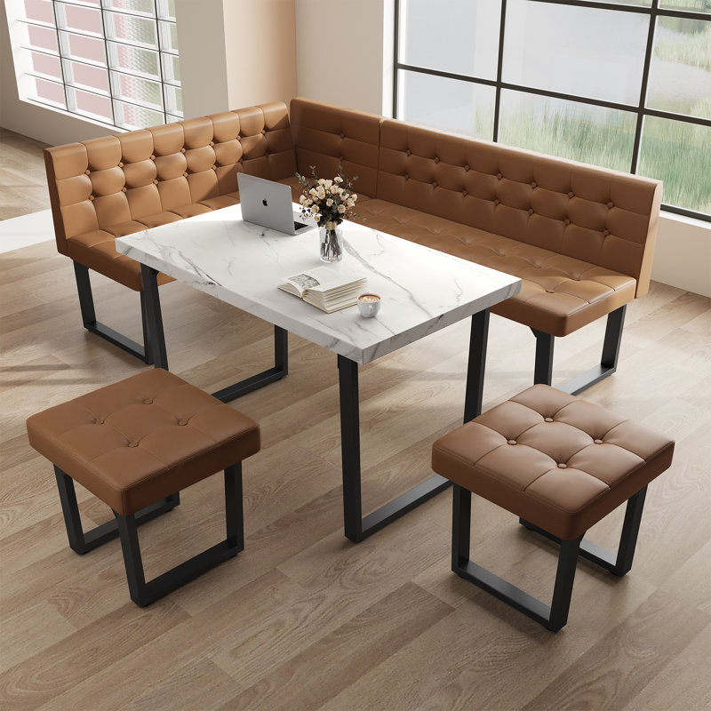 Ensemble de table de salle à manger simple et élégant pour 5 personnes, Blanc