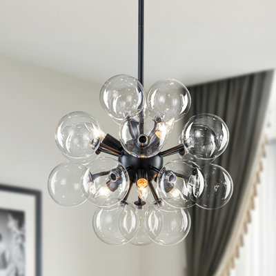 Abdiel 6-Light Sputnik Sphere Bubble Statement Chandelier with 18 Clear Glass Globes