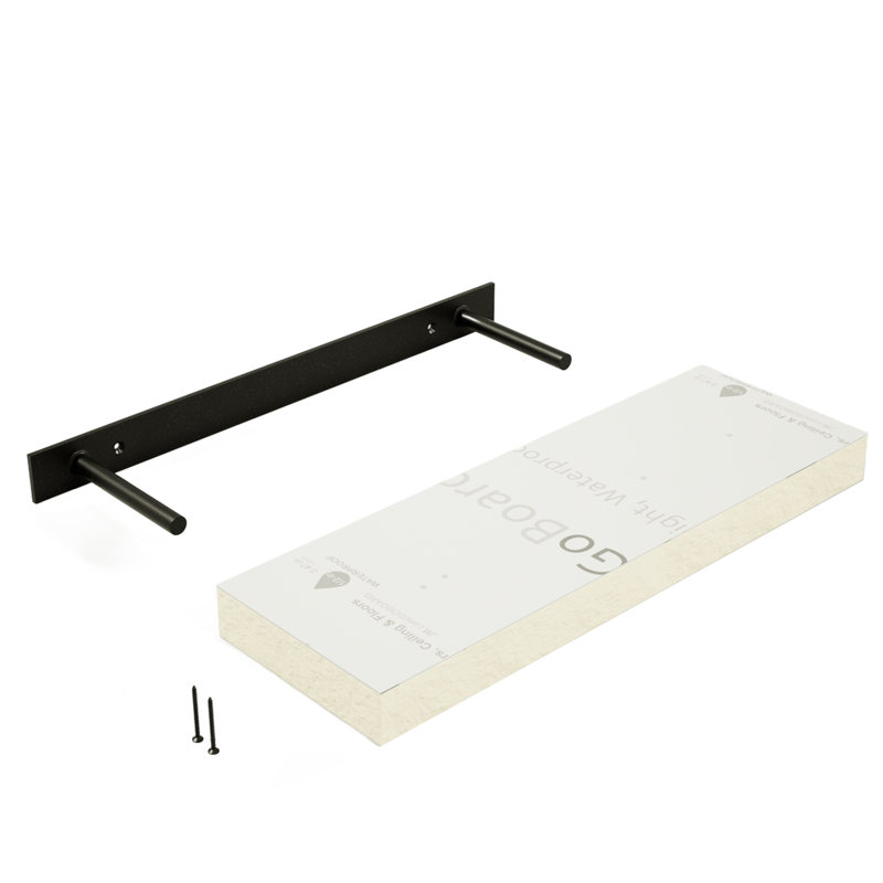 36in. × 10in. × 2in. Ready-to-Tile Free Floating Shelf with GoBoard, 2" H x 36" W x 10" D