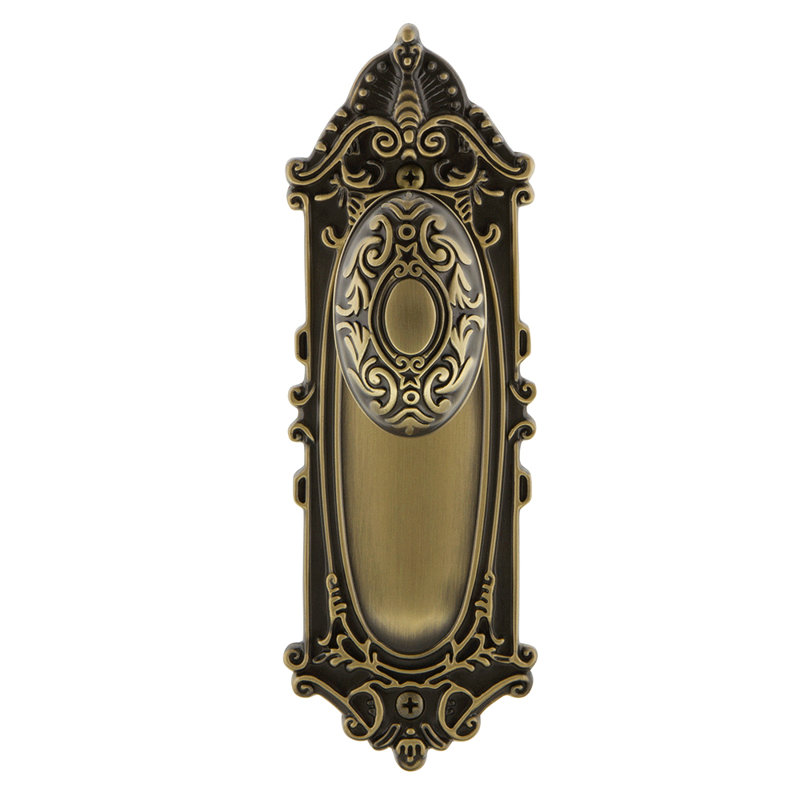 Victorian Plate with Victorian Door Knob, Antique Brass, 2.375"