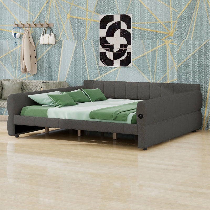 Upholstered Platform Bed, Gray