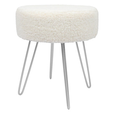 Harbour Housewares - Round Boucle Footstool