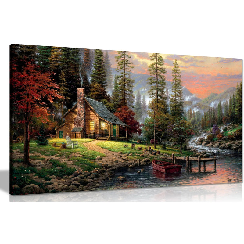 Chalet Painting - Wrapped Canvas Print