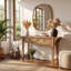 Console de 63 po de long avec 2 tiroirs de rangement, canapé de style campagnard pour couloir, vestibule, salon