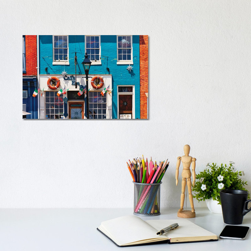 Colourful Pub Front at Fell's Point , Baltimore, Maryland 1 Piece Wrapped Canvas Wall Art, 20.32cm H x 30.48cm W x 1.91cm D